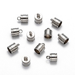 304 Stainless Steel Cord Ends, Stainless Steel Color, 11x7mm, Hole: 3mm, Inner Diameter: 6mm(STAS-E020-2)