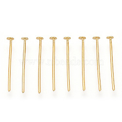 Brass Flat Head Pins, Long-Lasting Plated, Real Gold Plated, Nickel Free, Real 18K Gold Plated, 15x0.7mm, head: 2mm, 813pcs/bag.(KK-G331-11-0.7x15)