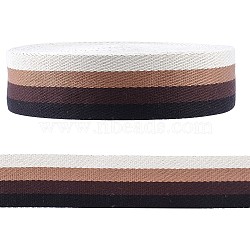 SUPERFINDINGS 9.5~10 Yards Cotton Ribbon, Garment Accessories, Flat with Stripe Pattern, Coconut Brown, 1-1/2 inch(38mm)(OCOR-FH0001-10B)