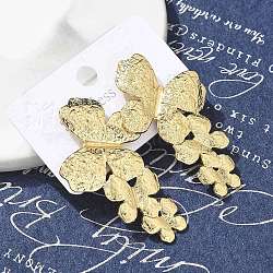 Ion Plating(IP) 304 Stainless Steel Stud Earrings for Women, Butterfly, Golden, 47x28mm(EJEW-A119-17G)