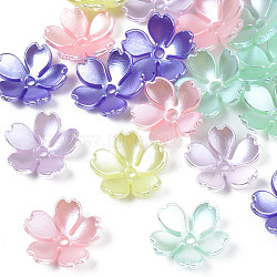 Spray Paint ABS Plastic Imitation Pearl Beads, Flower, Mixed Color, 14x15x4mm, Hole: 1.5mm(MACR-N013-002)
