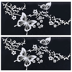 PVC Reflective Car Stickers, Waterproof Self-Adhesive Flower Butterfly Decals for Car Decoration, Silver, 400x205x0.1mm(DIY-WH0409-83A)