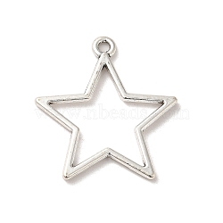 Tibetan Style Alloy Pendants, Cadmium Free & Lead Free, Hollowed Star, Antique Silver, 29x27x1.5mm, Hole: 2mm, about 637Pcs/1000G(PALLOY-M217-26A-AS)