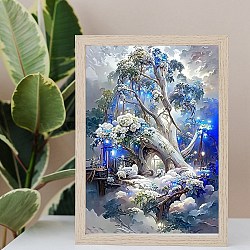 DIY Diamond Painting Kit, Including Acrylic Rhinestones Bag, Diamond Sticky Pen, Tray Plate, Glue Clay and Canvas, Tree, 400x300x0.3mm(AJEW-C037-01B)