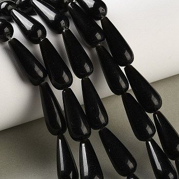 Natural Obsidian Beads Strands, Teardrop, 20~21x7~8.5mm, Hole: 1mm, about 19pcs/strand, 15.39~15.55''(39.1~39.5cm)