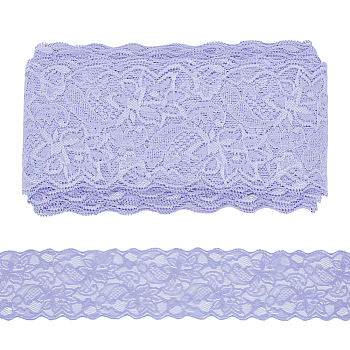 Nylon Lace Ribbon, Flower Trimming for Wedding Dress Decoration, Plum, 3-1/4 inch(84mm), about 15.00 Yards(13.72m)/pc