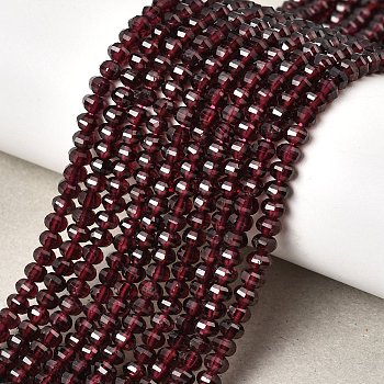 Natural Garnet Beads Strands, Lantern, Faceted, 4x3mm, Hole: 0.8mm, about 138pcs/strand, 15.28''~15.47''(38.8~39.3cm)