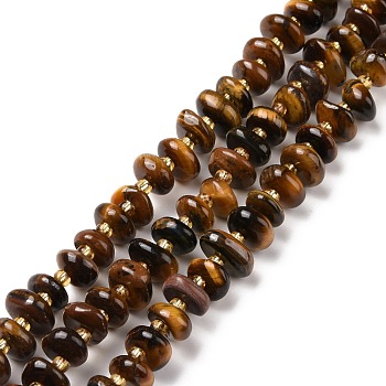 Natural Tiger Eye Beads Strands, Chip, Dyed & Heated, 5~18x3~9x2~5mm, Hole: 1mm, about 67~69pcs/strand, 15.55''(39.5~40cm)