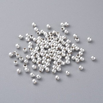 Silver Color Plated Round Iron Spacer Beads, about 2mm in diameter, 2mm wide, Hole: 1mm