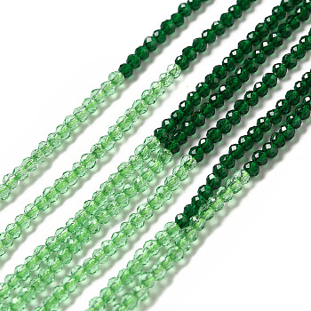 2 Colors Transparent Glass Beads Strands, Segmented Multi-color Beads, Faceted, Round, Pale Green, 2mm, Hole: 0.5~0.6mm, about 184~211pcs/strand, 15.28~15.75 inch(38.8~40cm)