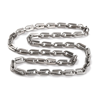 201 Stainless Steel Arch Link Chain Necklace, with 304 Stainless Steel Clasps, Stainless Steel Color, 23.66 inch(60.1cm)