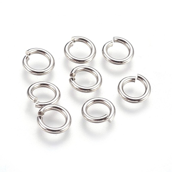 304 Stainless Steel Open Jump Rings, Stainless Steel Color, 13 Gauge, 10x1.8mm, Inner Diameter: 6.5mm, 400pcs/bag