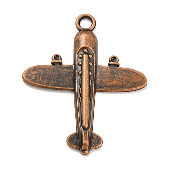 Alloy Pendants, Cadmium Free & Lead Free, Airplane Charm, Red Copper, 44.5x37x3mm, Hole: 3.5mm, about 322pcs/1000g