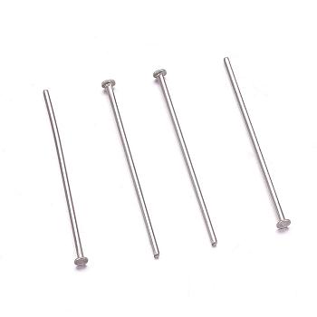 304 Stainless Steel Flat Head Pins, Stainless Steel Color, 30x0.7mm, 21 Gauge, Head: 1.2~1.5mm