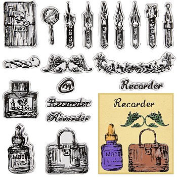 Clear Silicone Stamps, for DIY Scrapbooking, Photo Album Decorative, Cards Making, Pen, 110x160x2.5mm