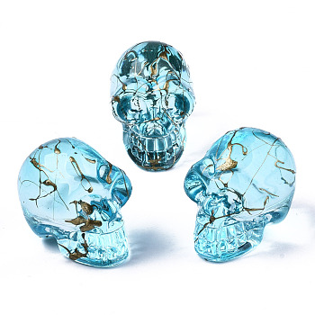 Electroplate K9 Glass Display Decorations, Drawbench, Skull, for Halloween, Light Blue, 22x18x26mm
