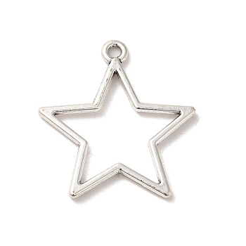 Tibetan Style Alloy Pendants, Cadmium Free & Lead Free, Hollowed Star, Antique Silver, 29x27x1.5mm, Hole: 2mm, about 637Pcs/1000G