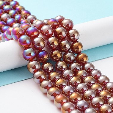 Electroplated Natural Red Agate Beads Strands(G-Z038-B04-03AB)-2