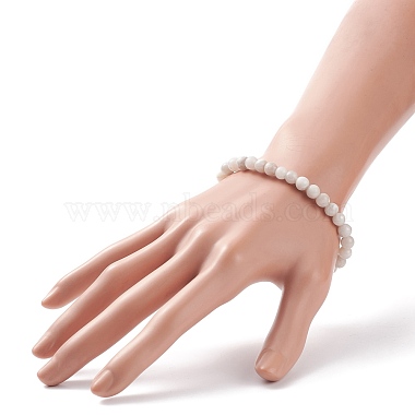 Natural Crazy Agate Round Beaded Stretch Bracelet(BJEW-JB08643)-3