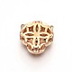 Rack Plating Brass Micro Pave Cubic Zirconia Leopard Hollow Beads(ZIRC-I012-18RG-RS)-2