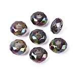 Transparent Acrylic European Beads, Faceted Rondelle Large Hole Beads, Black, 15x8mm, Hole: 4.7mm(OACR-E033-25A)