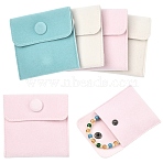 6Pcs 3 Colors Velvet Jewelry Storage Pouches, Square Jewelry Bags with Snap Fastener, for Earrings, Rings Storage, Mixed Color, 6.9~7x7.05~7.1x0.9cm, 2pcs/color (TP-YW0001-08)