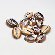 Natural Cowrie Shell Oval Beads, No Hole, Camel, 26~35x14~25mm, about 130pcs/500g(BSHE-O007-48)