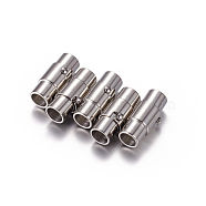 304 Stainless Steel Locking Tube Magnetic Clasps, Column Magnetic Closure, Stainless Steel Color, 18x7.5mm, Hole: 5mm(STAS-H019-3)
