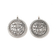 Tibetan Style Alloy Pendants, Cadmium Free & Lead Free, Flat Round, Antique Silver, 22x19x3.5mm, Hole: 1.5mm, about 436pcs/1000g(FIND-C043-068AS)