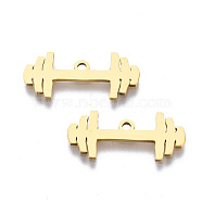 Ion Plating(IP) 201 Stainless Steel Pendants, Laser Cut, Dumbbell, Golden, 9x20x1mm, Hole: 1.4mm(STAS-T044-247G)