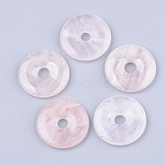 Natural Rose Quartz Pendants, Donut/Pi Disc, Donut Width: 15.5~16mm, 40x6~7mm, Hole: 8~9mm(G-S349-22E-01)