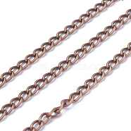 Iron Twisted Chains Curb Chains, Unwelded, Red Copper, 5.5x3.5x1mm, about 164.04 Feet(50m)/roll(CHS007Y-01-R-NF)