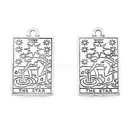Rack Plating Alloy Pendants, Cadmium Free & Nickel Free & Lead Free, Tarot Charms, Antique Silver, The Star XVII, 23.5x14.5x1.5mm, Hole: 1.8mm(PALLOY-N163-180A-P)