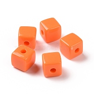 Opaque Acrylic Beads, Cube, Dark Orange, 12.2x12.2x12.2mm, Hole: 3.7mm, about 288pcs/500g(OACR-E015-02D)