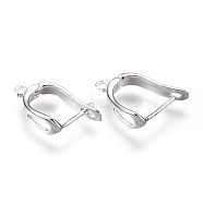Brass Hoop Earring Findings with Latch Back Closure, Silver Color Plated, 17x13mm, Pin: 1.5mm(KK-L148-07S)