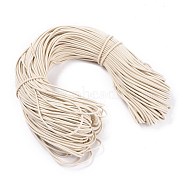 Round Elastic Cord, with Fibre Outside and Rubber Inside, Beige, 3mm, about 100yards/bundle(300 feet/bundle)(EC-R031-3mm-70)