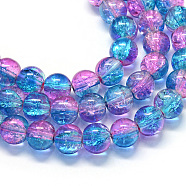 Baking Painted Transparent Crackle Glass Round Bead Strands, Plum, 8.5~9mm, Hole: 1.5mm, about 100~105pcs/strand, 31.8 inch(DGLA-Q018-8mm-64)