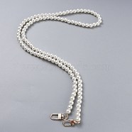 Bag Chain Straps, with ABS Plastic Imitation Pearl Beads and Light Gold Zinc Alloy Swivel Clasps, for Bag Replacement Accessories, White, 110.2cm(AJEW-P076-06B)