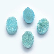 Natural Druzy Quartz Cabochons, Oval, Dyed, Turquoise, 6.5~7x5x4~5mm(G-P382-N01)