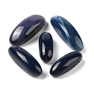 Natural Agate(Dyed & Heated) Beads, Oval, Top Drilled, Prussian Blue, 24.5~42x10.5~14.5x8.5~13.5mm, Hole: 2mm(G-M440-02I)
