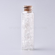 Glass Wishing Bottle, For Pendant Decoration, with Quartz Crystal Chip Beads Inside and Cork Stopper, 22x71mm(DJEW-L013-A03)