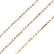 Rack Plating Brass Cable Chains, Unwelded, with Spool, Long-Lasting Plated, Cadmium Free & Lead Free, Real 18K Gold Plated, 1.5x1x0.2mm(CHC-A010-03G)