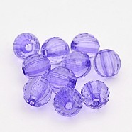 Faceted Round Transparent Acrylic Beads, Lilac, 8mm, Hole: 1.5mm, about 1900pcs/500g(TACR-P053-8mm-25Q)
