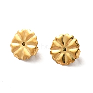 Ion Plating(IP) 304 Stainless Steel Friction Ear Nuts, Flower, Real 18K Gold Plated, 10x10.5x4.5mm, Hole: 1mm(STAS-E192-08G)