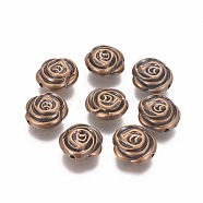 CCB Plastic Beads, Rose, Antique Bronze, 17x16.5~17x7mm, Hole: 1.8mm(CCB-G010-14AB)