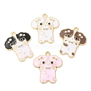 Alloy Enamel Pendants, Cadmium Free & Nickel Free & Lead Free, Golden, Dog Charm, Mixed Color, 28x24.5x2mm, Hole: 1.6mm(FIND-C037-19G)