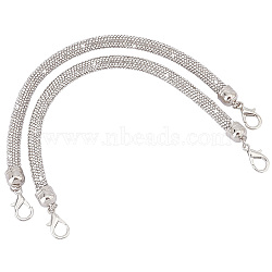 Alloy Rhinestone Round Rope Bag Straps, with Lobster Claw Clasps, Silver, 29.7x1.17cm(FIND-WH0419-41A)
