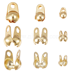 150Pcs 3 Size Brass Bead Tips, Calotte Ends, Clamshell Knot Cover, Real 18K Gold Plated, 4~7.5x2.5~4.5x1.5~3.5mm, Hole: 0.8mm and 0.7~1.6mm, Inner Diameter: 1.2~3.3mm, 50Pcs/size(KK-BBC0009-14)