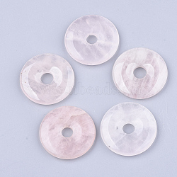 Natural Rose Quartz Pendants, Donut/Pi Disc, Donut Width: 15.5~16mm, 40x6~7mm, Hole: 8~9mm(G-S349-22E-01)