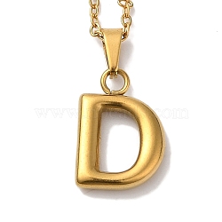 PVD Vacuum Plating 201 Stainless Steel Necklaces, Letter, Letter D, 17.80 inch(45.2cm), Pendant: 22.5x11.7x3mm(NJEW-H033-01G-D)